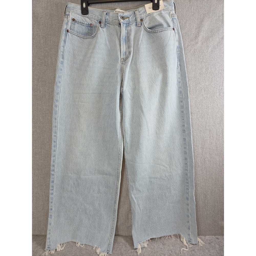 Abercrombie & Fitch Ultra Loose Low Rise Jeans 30S Distressed Fringe Hem NEW